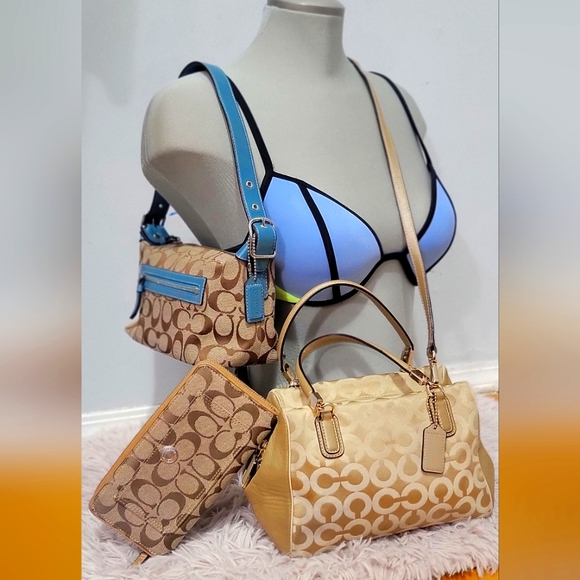 Coach Handbags - Coach Signature Bundle| CrossBody,Baguette and  Wallet in Excellent condition